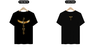 Nome do produto CAMISA QUALITY DOURADA JESUS EM CRUZ ( FRENTE e COSTAS -varias cores ) 