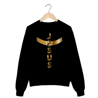 Nome do produto MOLETOM FECHADO DOURADO JESUS EM CRUZ ( varias cores )