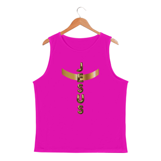 Nome do produto REGATA MASCULINA SPORT DRY UV DOURADA JESUS EM CRUZ ( varias cores )