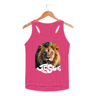 Nome do produto REGATA FEMININA LEÃO ESCRITA JESUS SPORT DRY UV ( varias cores )