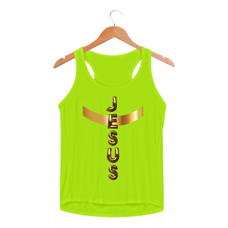 Nome do produto REGATA FEMININA SPORT DRY UV DOURADA JESUS EM CRUZ ( varias cores )