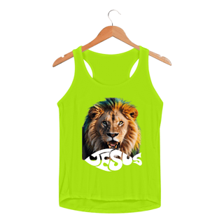 Nome do produto REGATA FEMININA LEÃO ESCRITA JESUS SPORT DRY UV ( varias cores )