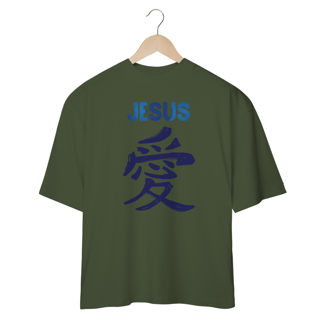 Nome do produto OVER SIZE JESUS AMOR EM JAPONES AZUL ( varias cores )