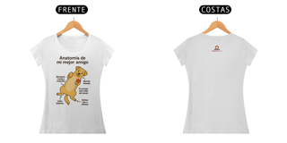 Nome do produto Camiseta “Anatomía De Mi Mejor Amigo” Baby Look – HispanoMundi