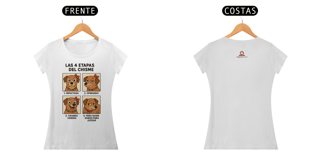 Nome do produto Camiseta “Las 4 Etapas Del Chisme” Baby Look – HispanoMundi