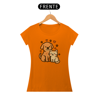Nome do produto Camiseta Cão Gato Duo do Amor Estampa Fofa Criativa Algodão