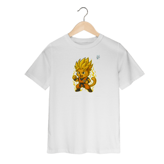 Camiseta Infantil Cat Saiyan Power (Tam 2 a 8)