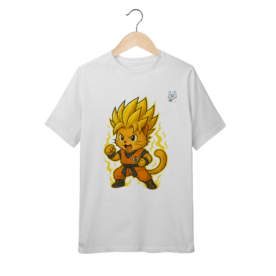 Camiseta Infantil Cat Saiyan Power (Tam. 10 a 14)