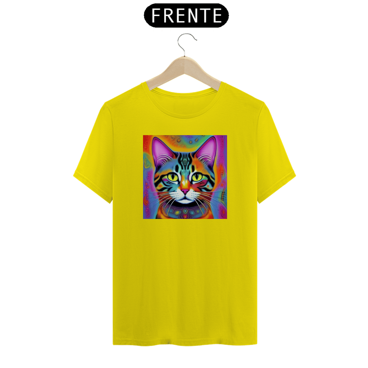 Nome do produto: Camiseta Gato Psicodélico