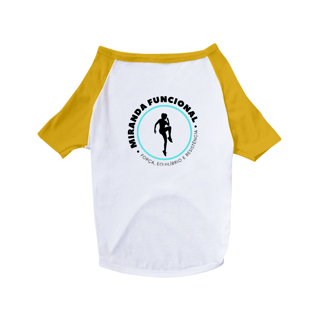 Nome do produto Camisa Pet Dog Miranda Funcional (Cores: Branco com Preto, Branco com Amarelo ou Branco com Rosa Pink)