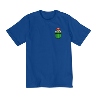 Nome do produto[Infantil] Camiseta Super Mário no Bolso (2 a 8 anos)