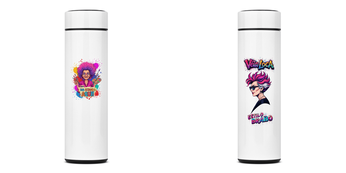 Nome do produto: [PERSONALIZÁVEL] Modelo de Garrafa Térmica Personalizada - Impressão Frente e Verso