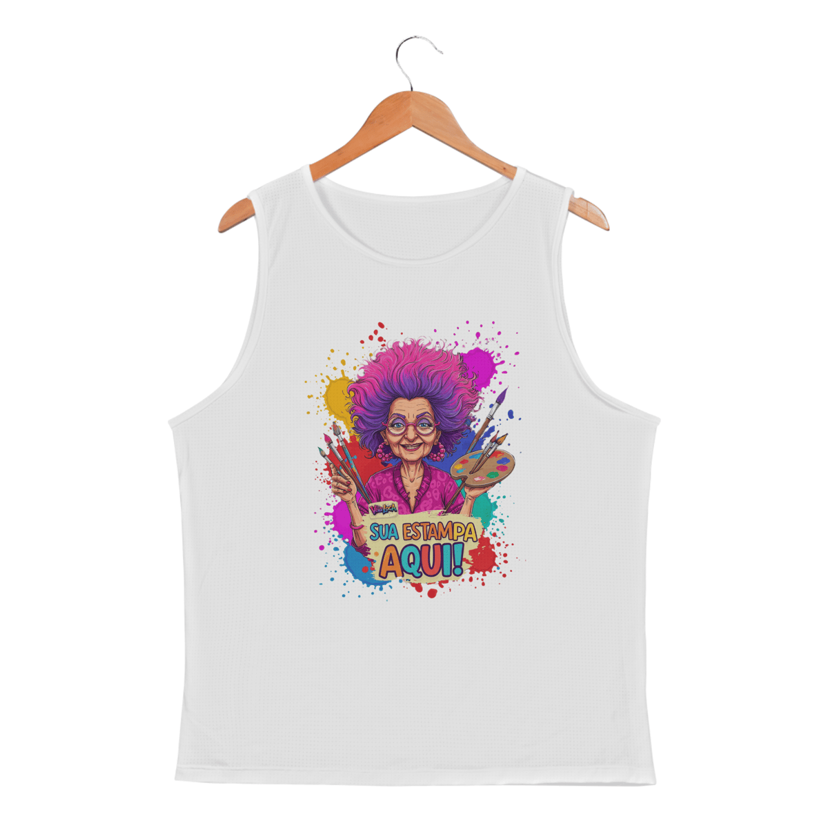 Nome do produto: [PERSONALIZÁVEL] Modelo de Camiseta Regata Masculina SPORT DRY FIT UV Personalizada - Estampa somente na Frente OU somente nas Costas