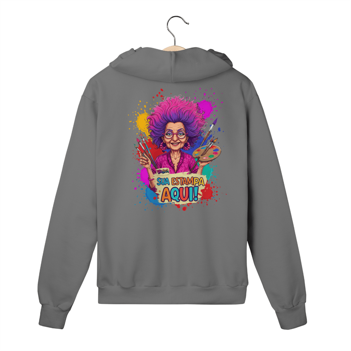 Nome do produto: [PERSONALIZÁVEL] Modelo de Moletom PREMIUM com Zíper Personalizado - Estampa somente nas Costas