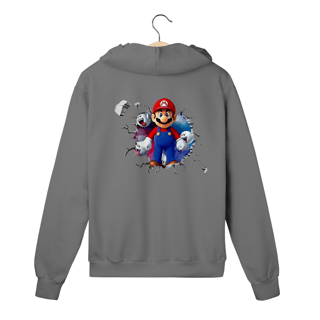 Nome do produtoMoletom Premium com Ziper - Super Mario/Boo saindo da parede!