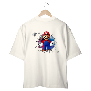 Nome do produto[Oversized] Camiseta Super Mario/Boo saindo da parede! (Costas)