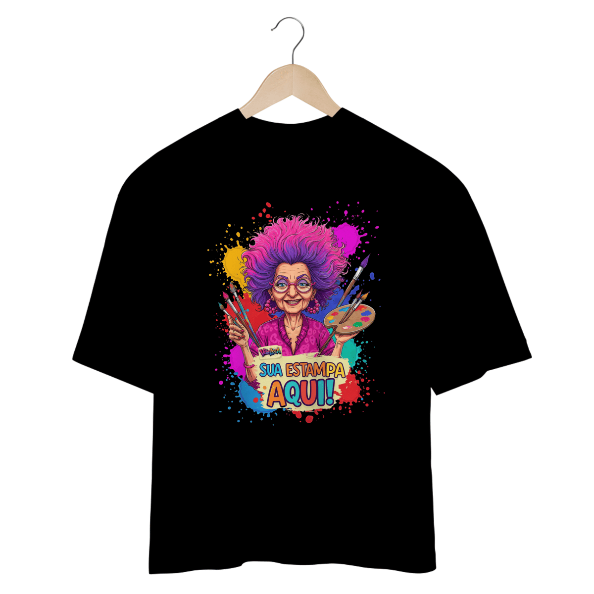 Nome do produto: [PERSONALIZÁVEL] Modelo de Camiseta Oversized Personalizada - Estampa somente na frente OU somente nas costas