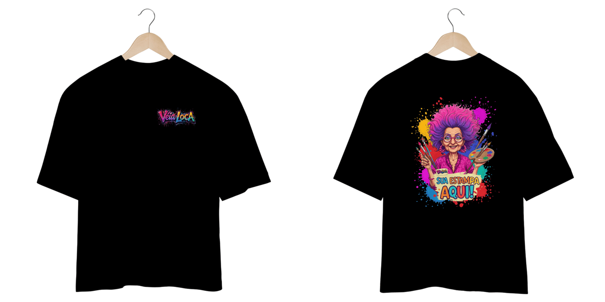 Nome do produto: [PERSONALIZÁVEL] Modelo de Camiseta Oversized Personalizada - Estampa frente E costas
