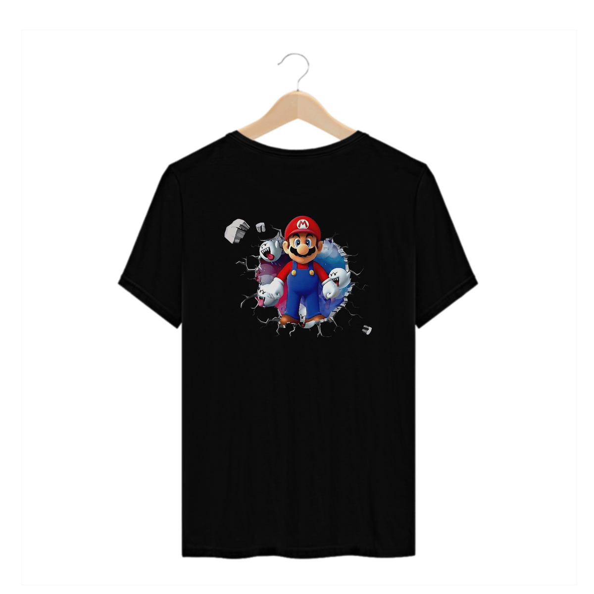Nome do produto: [Plus Size] Camiseta Super Mario/Boo saindo da parede!