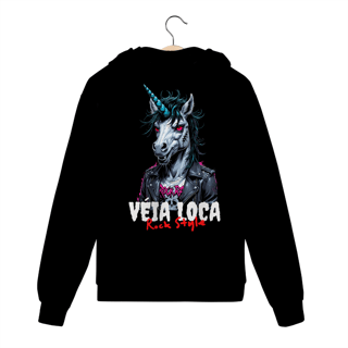 Moletom Premium Com Zíper Unicórnio Rock Style