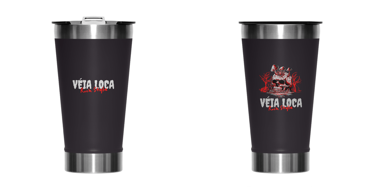 Nome do produto: Copo Térmico Caveira Psicodélica Rock Style