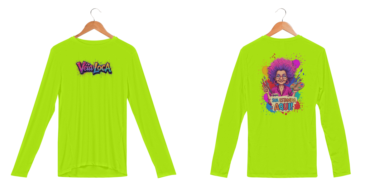 Nome do produto: [PERSONALIZÁVEL] Modelo de Camisa Manga Longa SPORT DRY FIT UV Personalizada - Estampa na Frente E nas Costas
