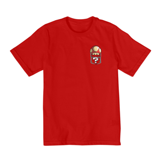 [Infantil] Camiseta Super Mushroom de Bolso (2 a 8 anos)