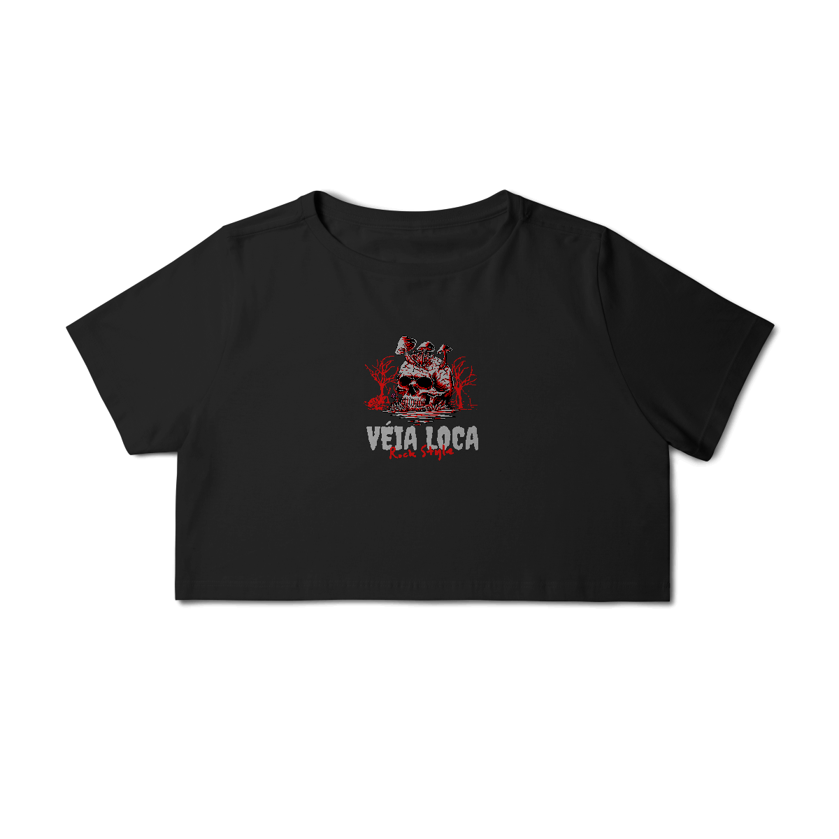 Nome do produto: Cropped Caveira Psicodélica Rock Style