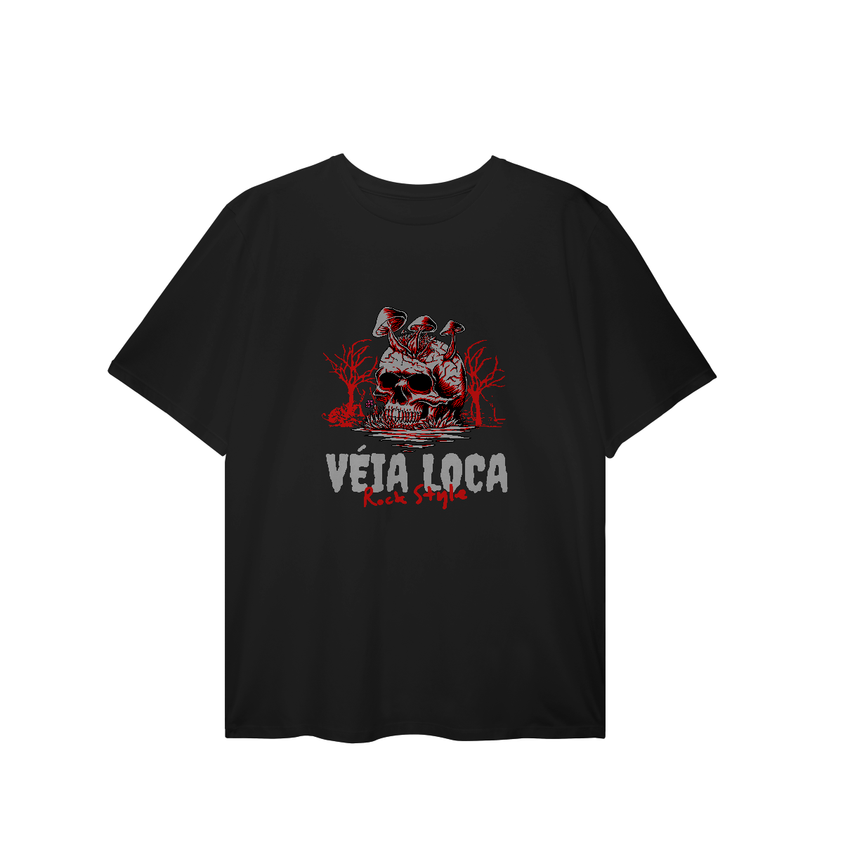 Nome do produto: [Plus Size] Camiseta Caveira Psicodélica Rock Style