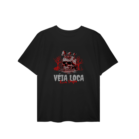 [Plus Size] Camiseta Caveira Psicodélica Rock Style