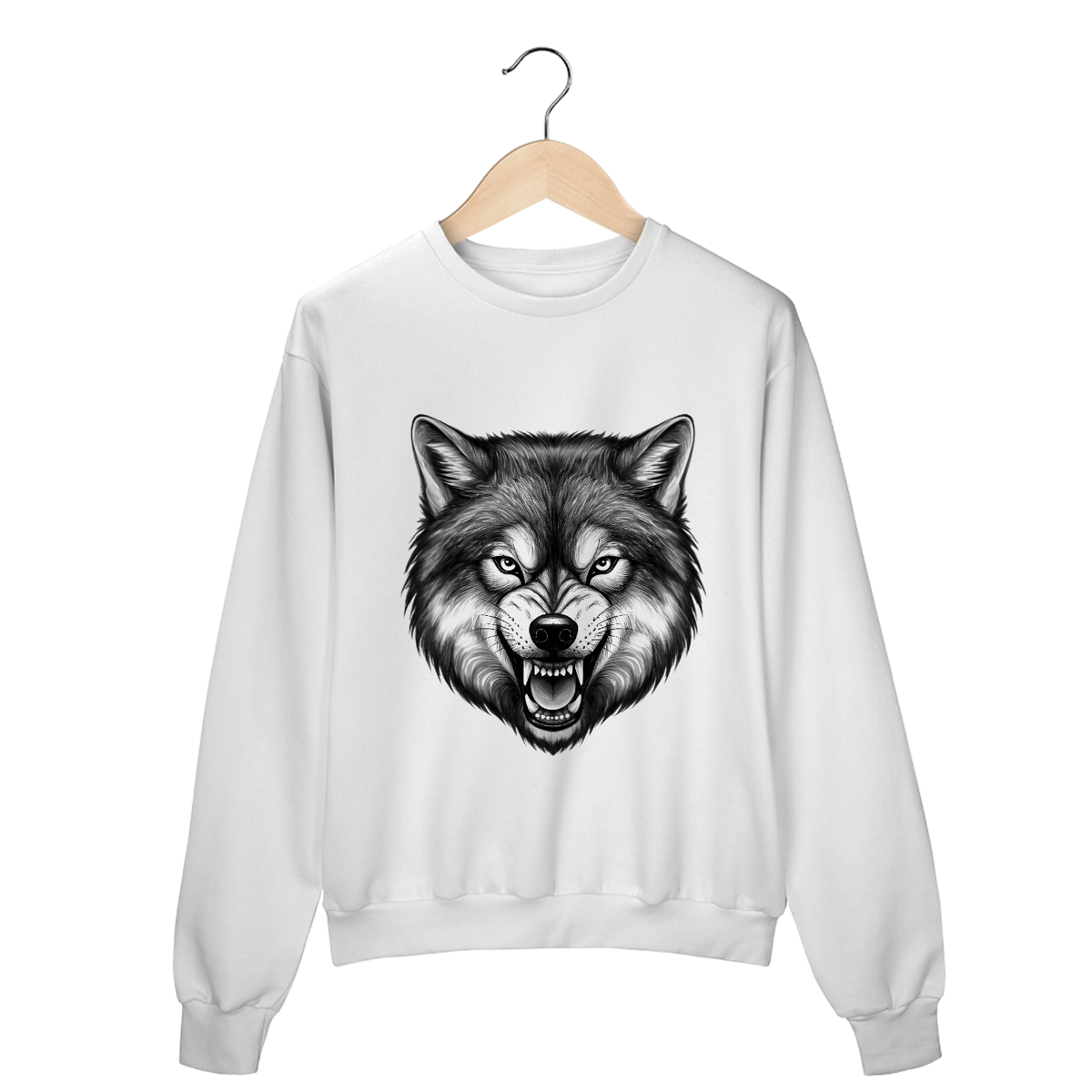 Nome do produto: Moletom Fechado Lobo Ameaçador