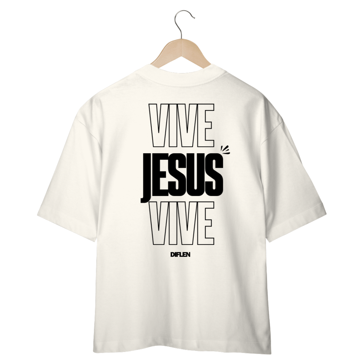 Nome do produto: Oversized Jesus Vive / logo Preta