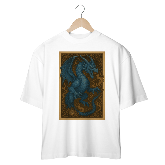 Camisa Oversized Dragão Azul Elemental – Estilo Carta RPG