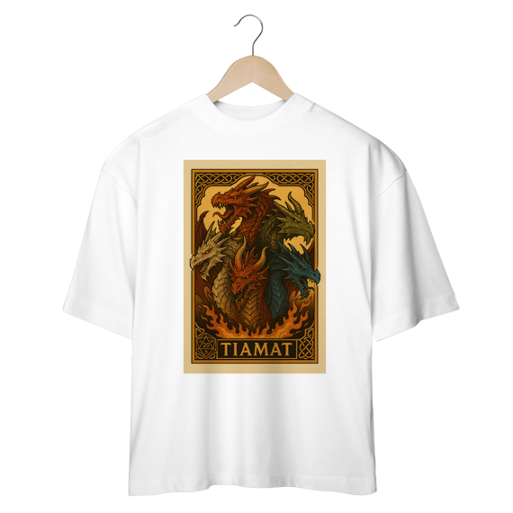 Camiseta Oversized Dragão Tiamat – Estilo Carta RPG