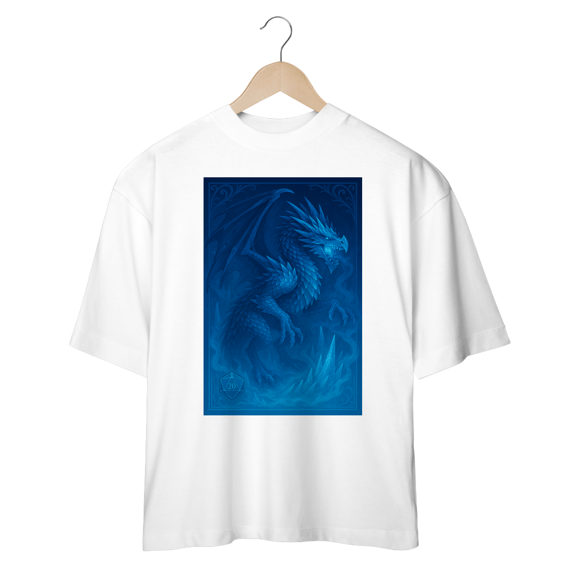 Camiseta Oversized Dragão de Gelo – Estilo Carta RPG