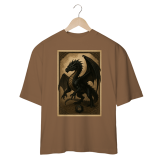 Nome do produto Camiseta Oversized Dragão Negro – Estilo Carta RPG