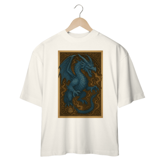 Nome do produto Camisa Oversized Dragão Azul Elemental – Estilo Carta RPG