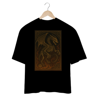 Nome do produto Camiseta Oversized Dragão Esqueleto – Estilo Carta RPG