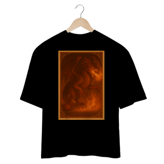 Nome do produto Camiseta Oversized Dragão Vermelho – Estilo Carta RPG