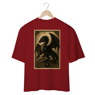 Nome do produto Camiseta Oversized Dragão Negro – Estilo Carta RPG