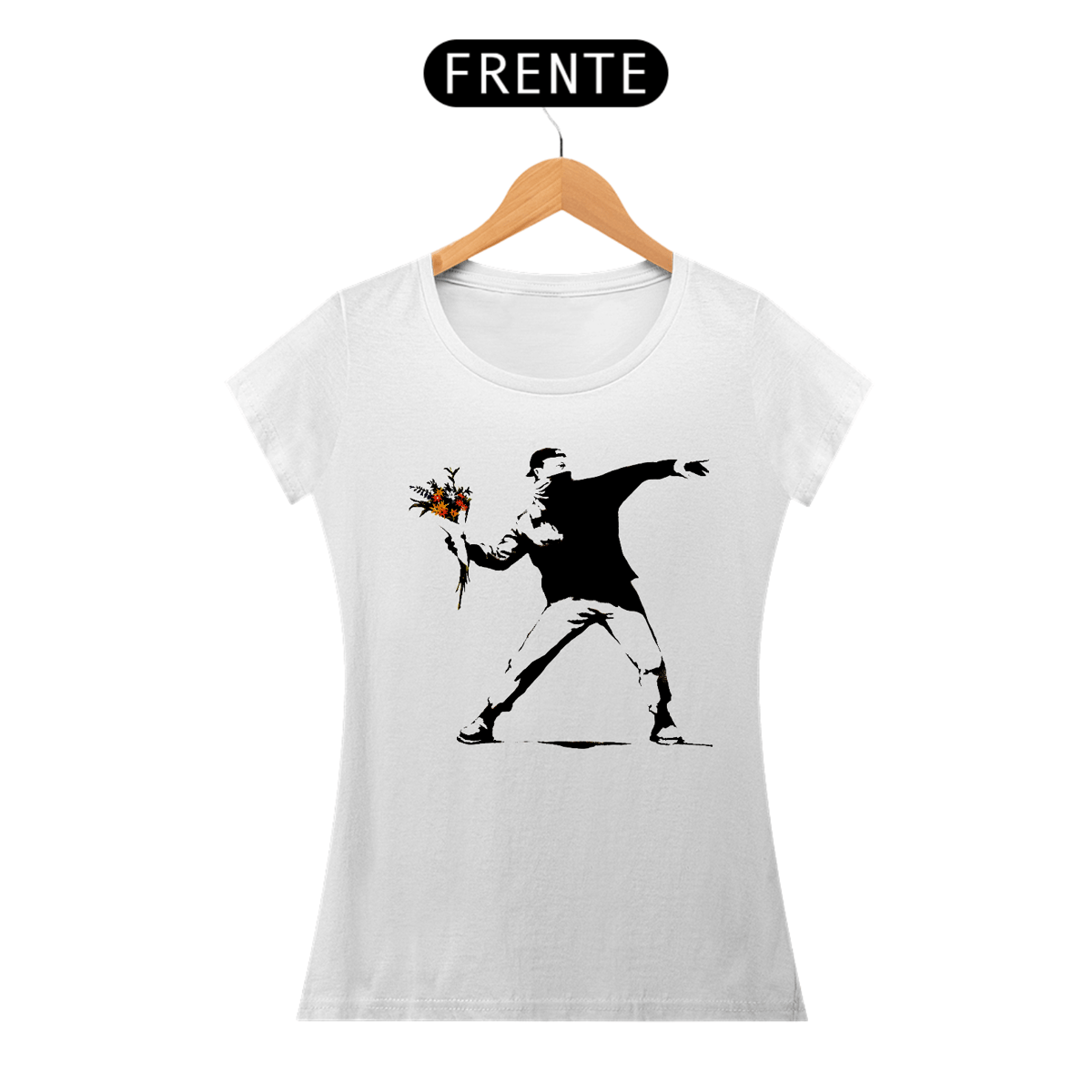 Nome do produto: Flower Thrower- Banksy (Baby Look Prime)