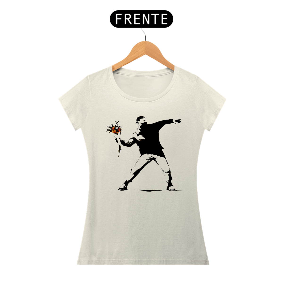 Nome do produto: Flower Thrower- Banksy (Baby Look Pima)