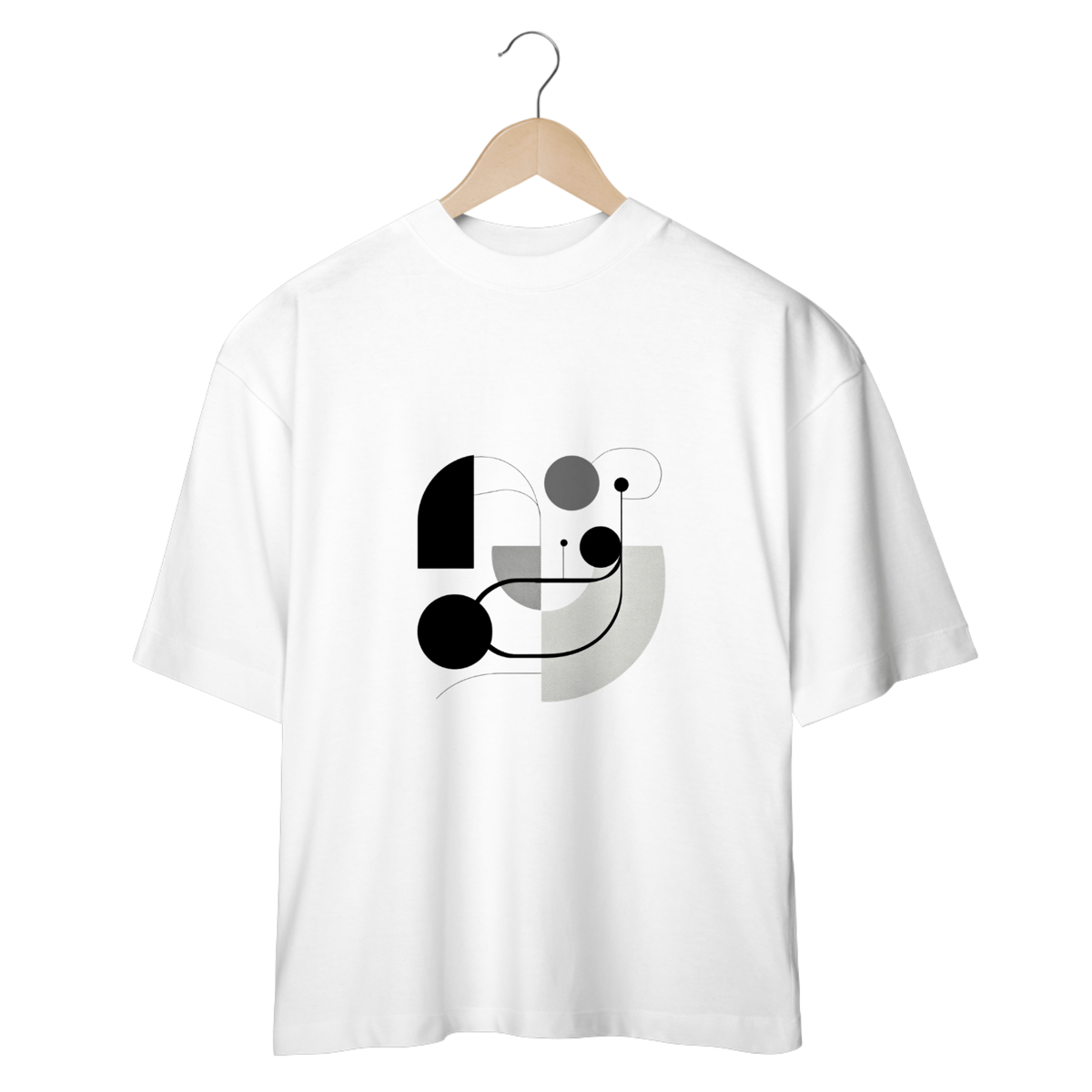 Nome do produto: Camiseta com design gráfico de círculos e linhas