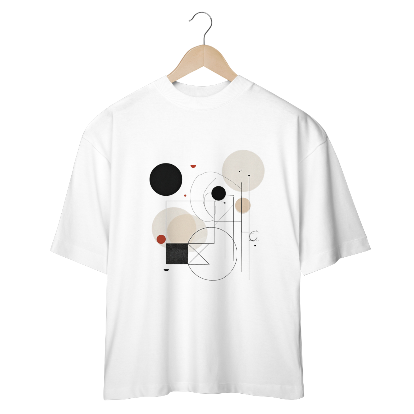 Camiseta com design gráfico de círculos e linhas