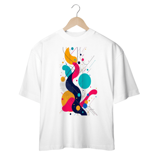 Camiseta com design gráfico de círculos e linhas
