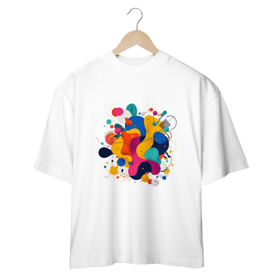 Camiseta com design gráfico de círculos e linhas