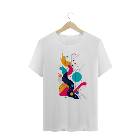 Camiseta Plus Size design gráfico de círculos e linhas