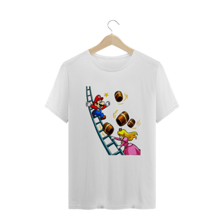 Camiseta Plus Size jogo Donkey Kong - Mario resgate princesa