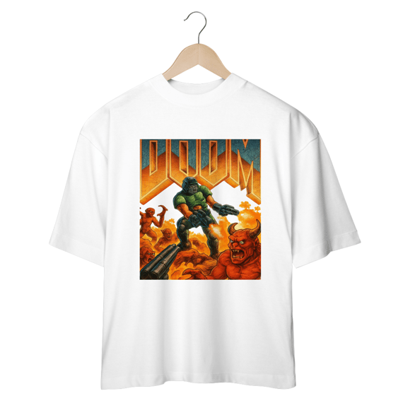 Camiseta jogo Doom - enfrentando demônios