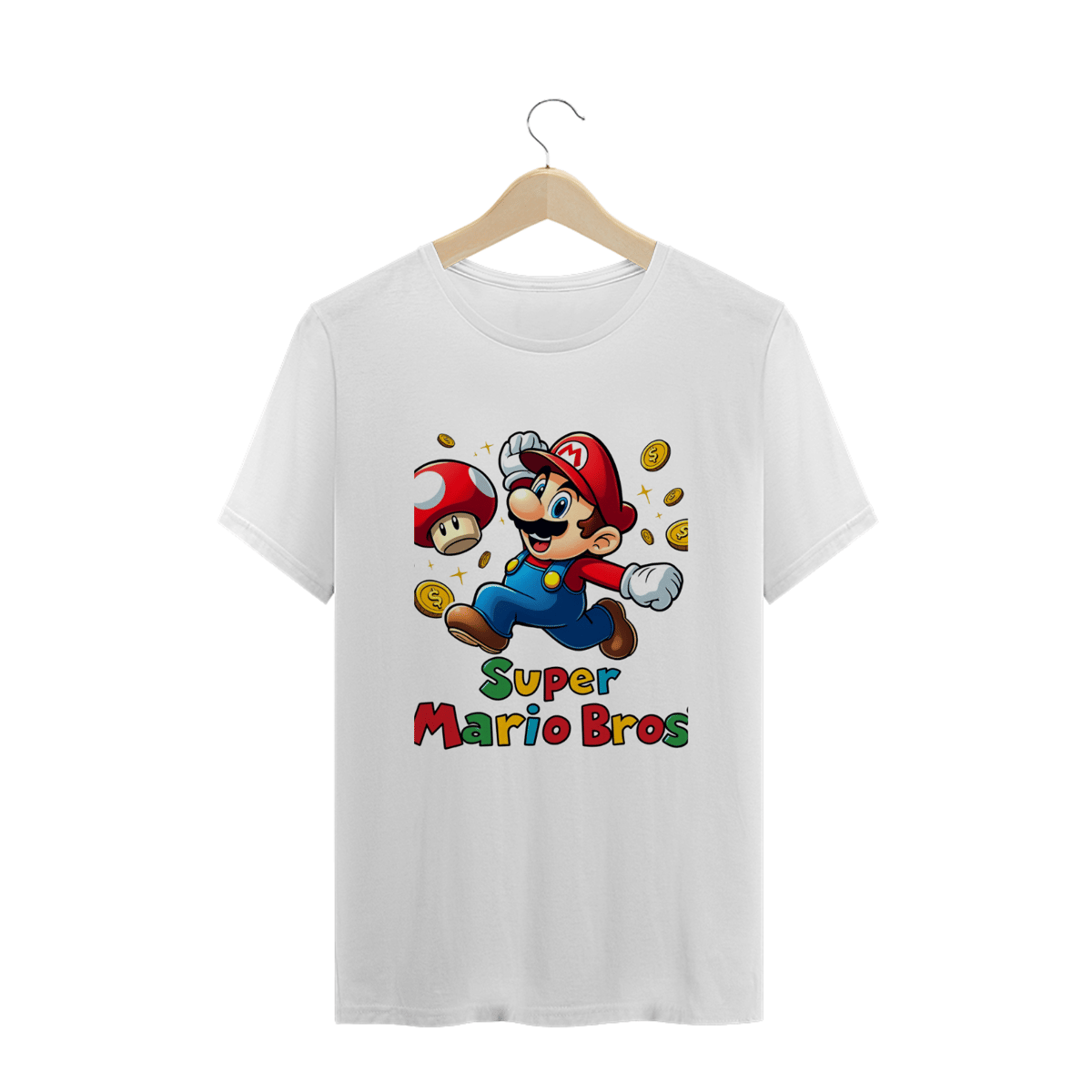 Nome do produto: Camiseta Plus Size jogo Super Mario Bros